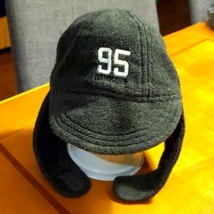 OshKosh Fleece Boys Dark Gray Velcro Hat - Size 12M-24M